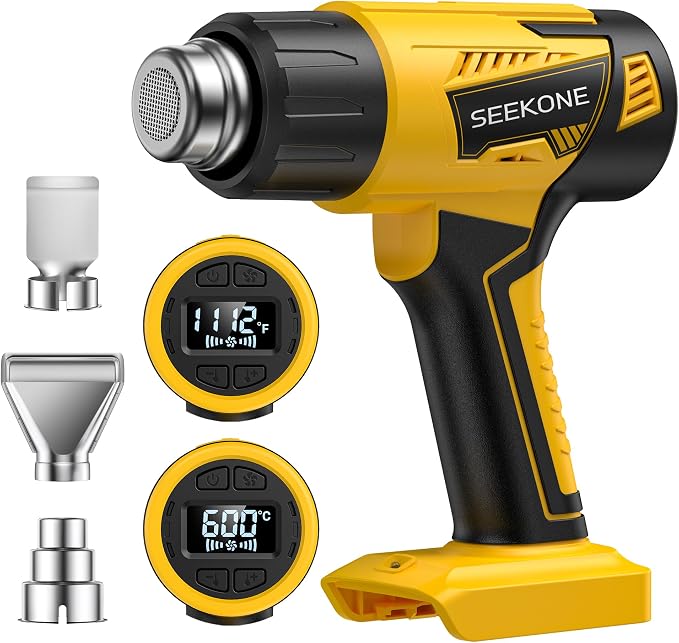 SEEKONE Cordless Heat Gun with LCD 122℉-1112℉ for Crafting, Vinyl Wrap