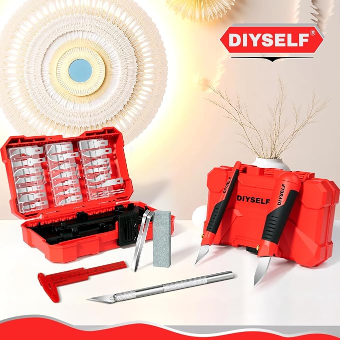 DIYSELF 41-Piece Exacto Knife Set, Precision Hobby Knife Kit for Art Crafts | Quick Blade Change, Organized Storage Case, Scalpel Knife for Paper and Models, Craft Knife for Artists and Hobbyists