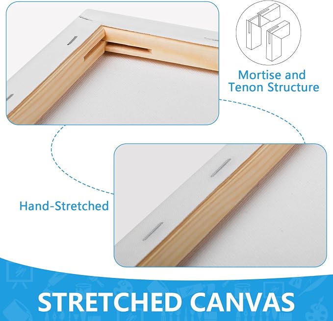 ESRICH Stretched Canvas for Painting 5x7, 48 Pack Small Canvases for Painting 5/8" Profile Primed Acid-Free Blank Painting Canvas for Kids & Artists for Decorations, Painting Parties.