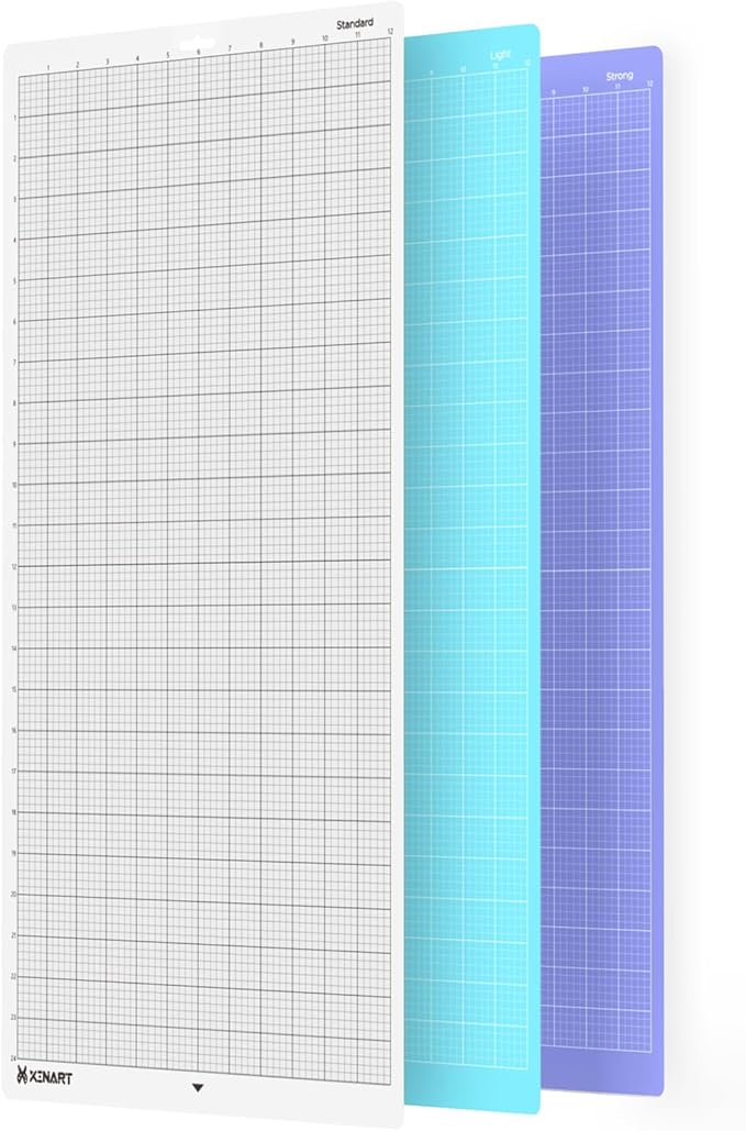XINART Cutting Mat for Silhouette Cameo 4/3/2/1(3 Mats-Standard、Light、Strong，12X24 inch) Adhesive Sticky Cricket Accessories Craft Vinyl Replacement Cut Mats for Silhouette Cameo