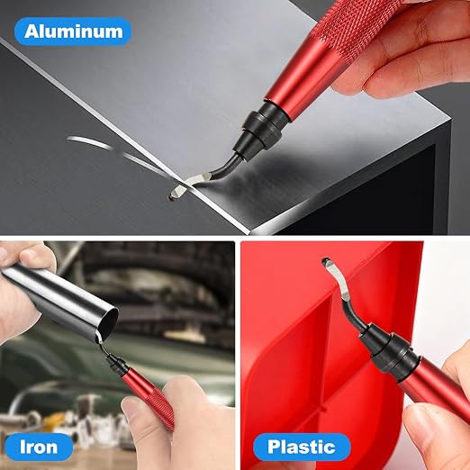 11 Piece High Speed Steel Blade Deburring Tool Set, For Metal Aluminum, Copper, Resin, PVC Pipe, 3D Printing, Wood Edge Treatment, High Quality Metal Handles, Deburring Manual Chamfering, Reamer Tools