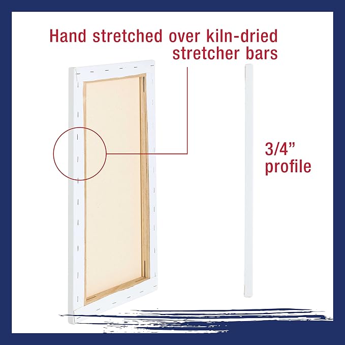U.S. Art Supply 8"x24" Stretched Canvas for Painting, 3/4" Profile, 6-Pack