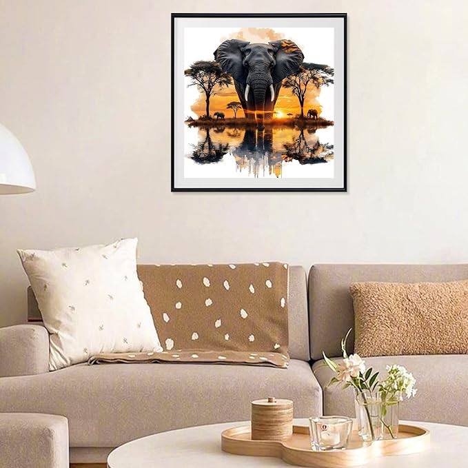 CRZMODE Elephant Paint by Numbers Kit for Adults, Elephant Paint by Numbers for Adults, Acrylic Painting Crafts for Home Decor Gift (16x20inch)