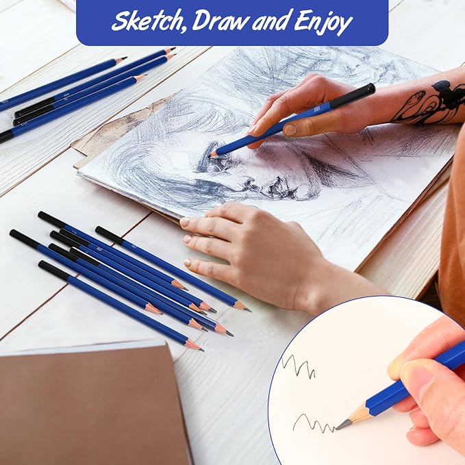 Humyoun 120 Pcs Graphite Sketch Pencil Set (8B - 5H), Professional Drawing Sketching Pencil Set, Charcoal Gift Bulk for Beginners Artists Drawing Art Project, Shading Supplies