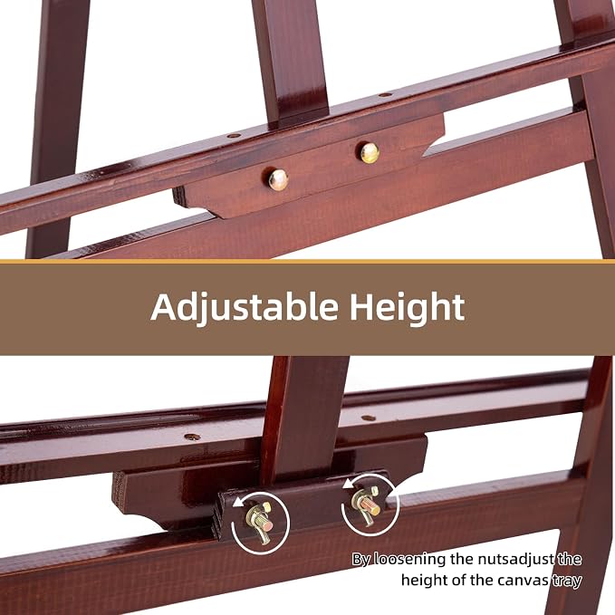 Falling in Art Adjustable Wooden Easel Stand for Painting&Display, Brown | Folding Art Easel for Display, Drawing, Wedding Sign and Poster, Suitable for Kids and Adults, Holds Up to 42"