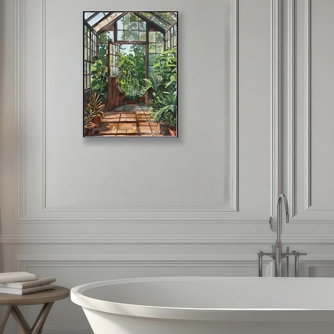 Greenhouse Art Paint by Numbers for Adults Beginner, Garden Plants Paint by Number Kits on Canvas, Botanical Floral Art DIY Oil Painting Watercolor Color by Numbers for Home Wall Decor 16X20inch