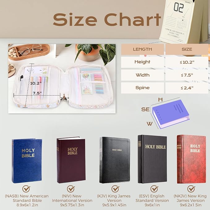 XKDOUS Bible Cover Case for Women Bible Bag Journaling Kit w/Study Supplies