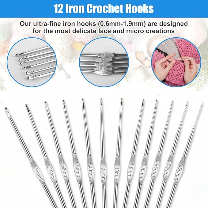 MECHEER Crochet Hooks Set, 54 Pack Crochet Needles Set Crochet Kits for Beginners, Ergonomic Crochet Hooks Kit with Storage Case, Knitting Needles, Hand Craft Knitting Accessories for Crocheters
