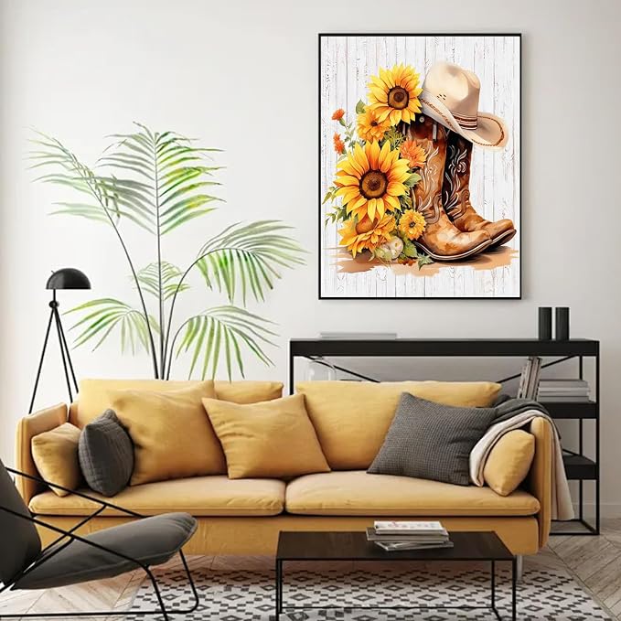 AIBOERL Diamond Art Kits for Adults，DIY Boots Diamond Painting Wall Decor | Round Drill Vintage Boots Diamond Painting for Beginners DIY Rhinestone 5D Diamond dots(Gemstone Craft)Wall Art Gift 12x16IN