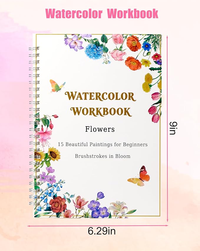 Flower Watercolor Workbook for Adults and Beginners