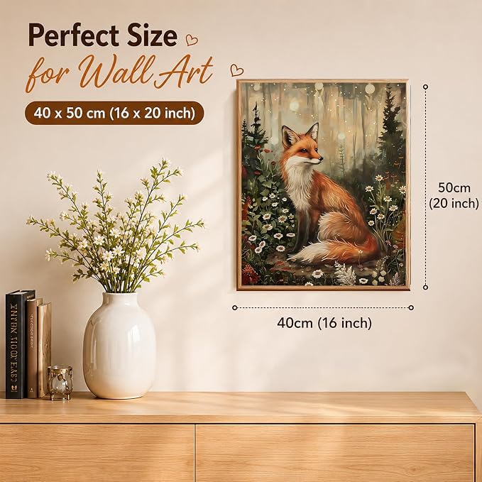AUKELHJ Paint by Numbers Kit for Adults Beginner, Fox, 16x20 inch | Paint by Number for Adults, Beginner Friendly, High-Definition Color Canvas, Stress Relief, Home Decor, Gifts, Unframed