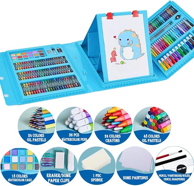 DLUCKY 208 PCS Art Supplies Drawing Art Kit Adults for Kids Art Set,Blue