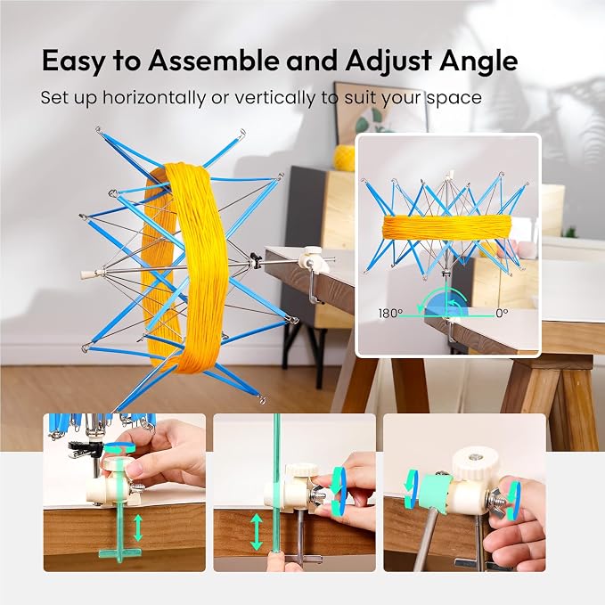 Yarn Swift, Stable Umbrella Holder for Skeins, Flexible Lightweight Design | Easy to Use, Foldable Metal Design, Height & Diameter Adjustable to Suit Space, Ideal Helper for Yarn Knitting Enthusiasts