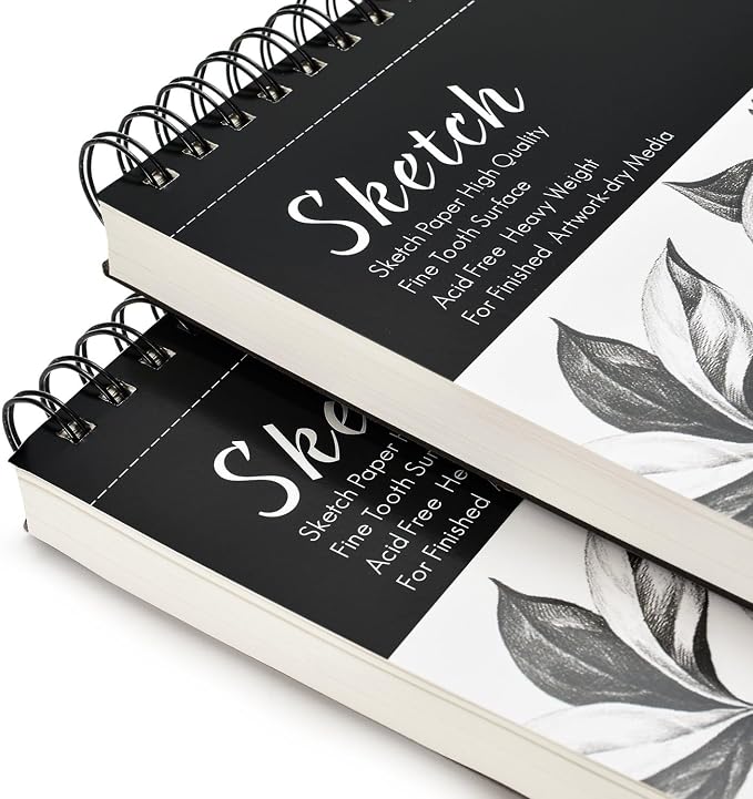 AGPtEK Sketch Book 9 X 12, Art Drawing Pad, 100 Sheets, 2 Pack | 60lb/100g, Sketchbook, Sketch Pads for Drawing