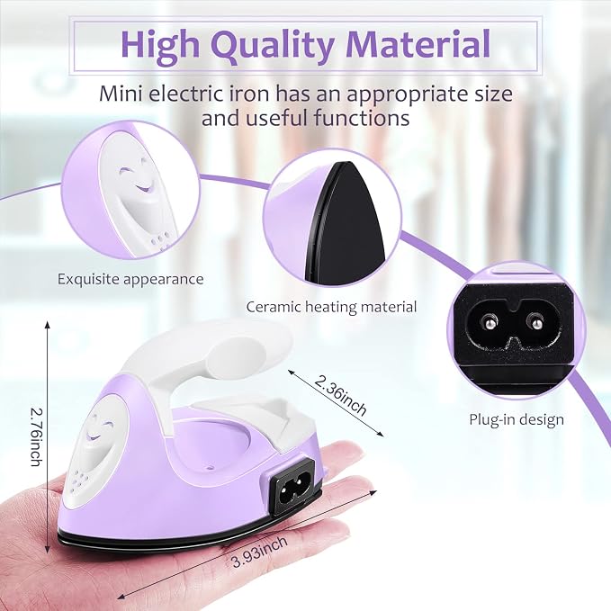 Honoson Mini Craft Iron with Charging Base Tiny,Light Purple