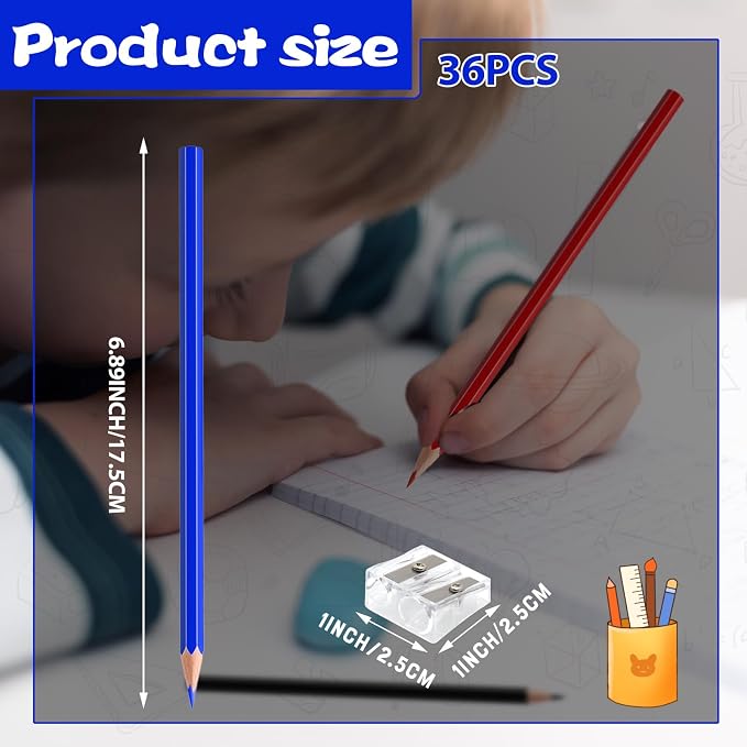 36 PCS Red Blue Black Colored Pencils, Pre-sharpened Professional Wooden Art Pencils Set for Artists Painting | Premium Drawing Sketching Supplies (Red Blue Black)