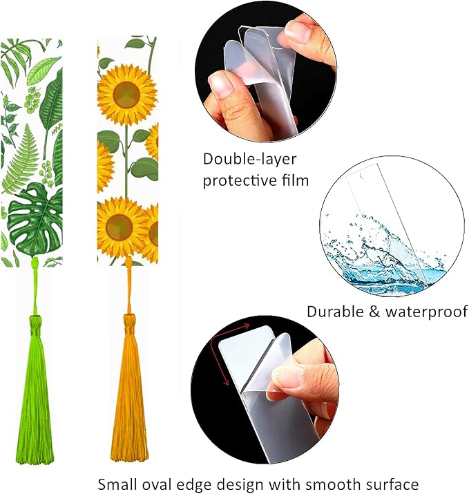 30Pcs Clear Acrylic Bookmark Blanks with Tassels, Rectangle DIY Craft Kit | 30Sets Bookmark Making Kits, Smooth Edge Clear Acrylic Blanks, Different Color Tassels,for DIY Book Marks Tags Handmade Gifts