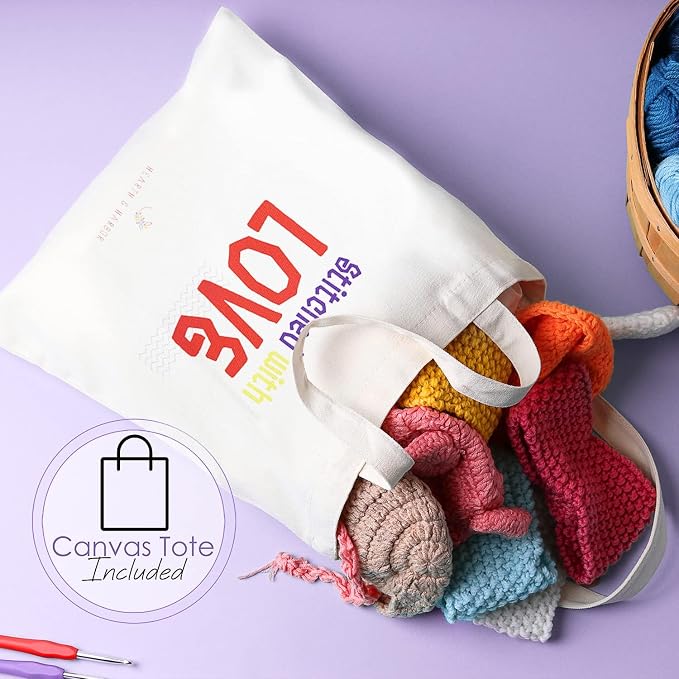 Hearth & Harbor Crochet Kit 114 Piece with 1500 Yards Assorted Yarn Kit, Ergonomic Hooks, Crocheting Instruction, Knitting & Crochet Supplies - Beginner Crochet Kits for Adults, Ideal for Amigurumi