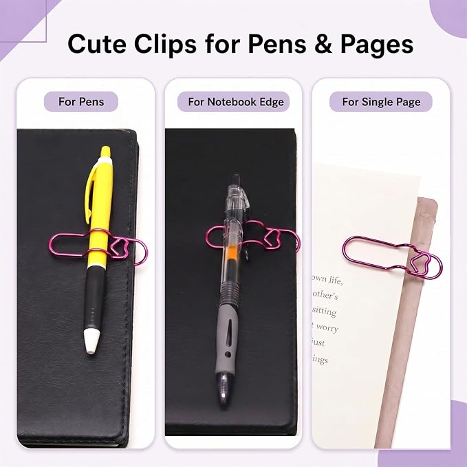 15 Pcs Metal Pen Holder Clips for Notebook, Planner Accessories