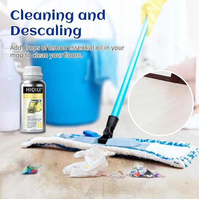 HIQILI Lemon Essential Oil for Cleaning, Skin & Diffuser