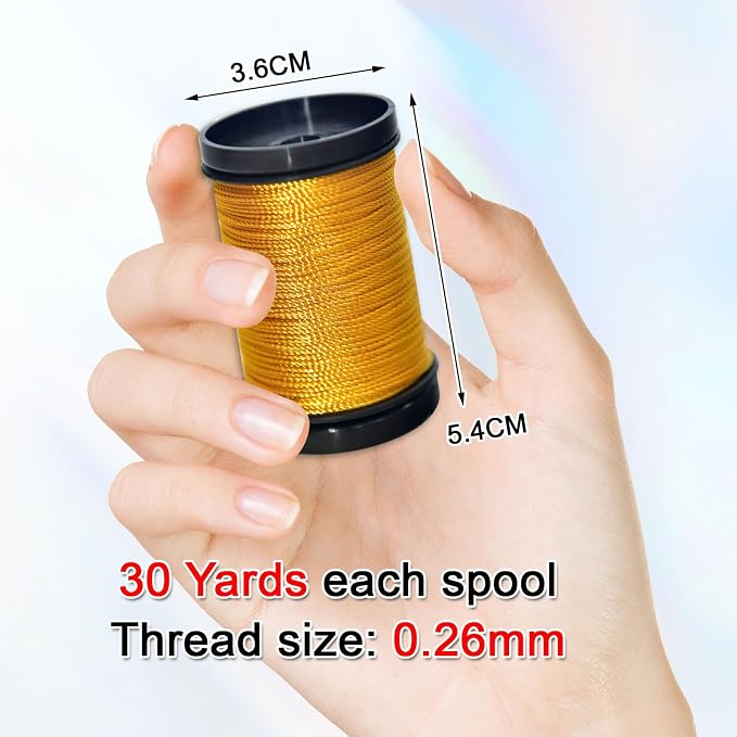 30 Yards Heavy Duty Extra Strong Upholstery Nylon Sewing Thread for Machine, Home, Hand, Craft, and Denim Leather，Color：Gold