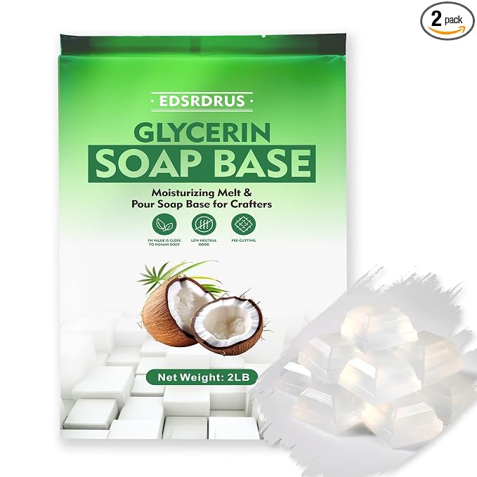 EDSRDRUS 4 LB Glycerin Soap Base Pre-Cut Moisturizing Natural Base Melt and Pour DIY Handmade for Crafting Soap Making