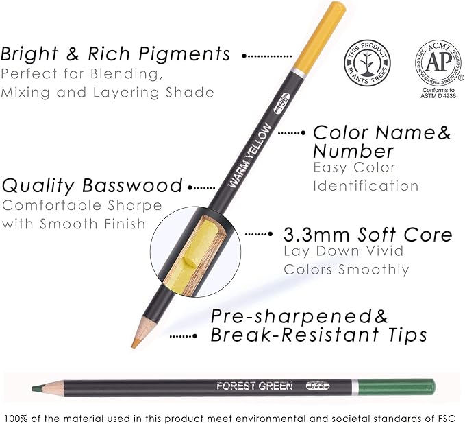 KALOUR Premium Colored Pencils,Set of 120 Colors,Artists Soft Core with Vibrant Color,Ideal for Drawing Sketching Shading,Coloring Pencils for Adults Beginners