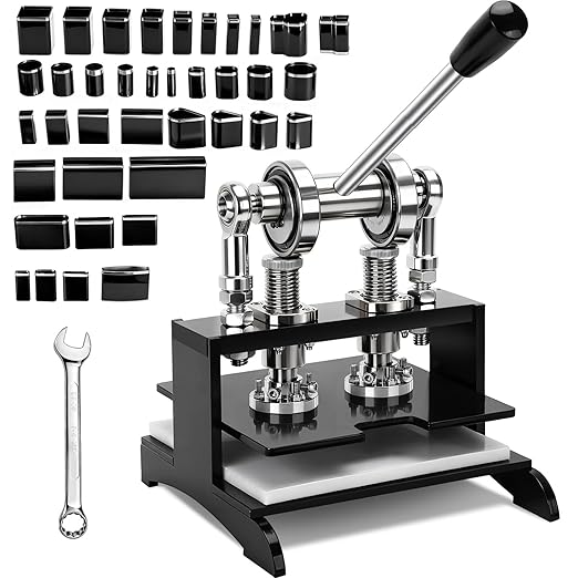 1.5Ton Leather Cutting Machine,20 * 20cm Leather Hand Press Dual Guide Shafts Die Cut Machine with 39 pcs Hole Punch Tool Set for Leathercraft,DIY & Various Materials Die Cutting