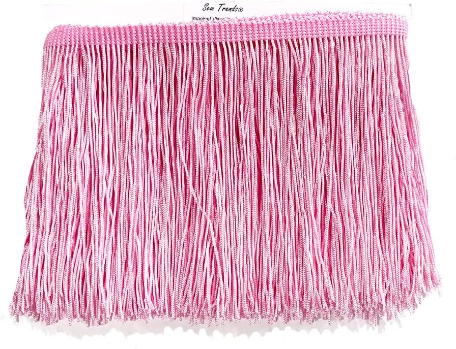 10 Yards of 4" Long Chainette Fringe Thread Yarn Tassel Trim Braid Fringe for Crafts Sewing and Decor-Baby Light Pink