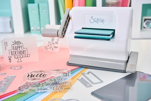 Sizzix Sidekick Starter Kit 661770 Portable Manual Die Cutting & Embossing Machine for Arts & Crafts, Scrapbooking & Cardmaking, 6.35 cm Opening, 2.5" Opening, White