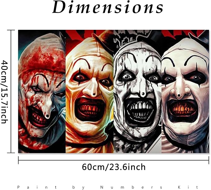 MBNTJHT Halloween Paint by Numbers Kit for Adults Beginners,Horror Clown Paint by Number Kits on Canvas Without Framed,DIY Digital Oil Painting Art Kits for Home Wall Decor 16X24 Inch.