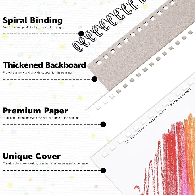 4 Pack Sketch Book 9 × 12 in, Spiral Bound, 30 Sheets Each | 100gsm Acid-Free Paper, Hardcover Backboard, Lay-Flat Spiral, Ideal for Drawing, Sketching & Travel Use