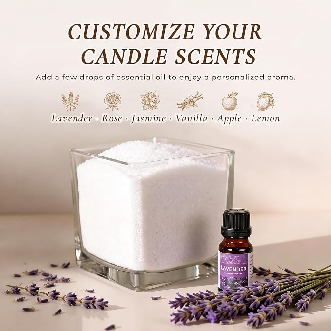 VUSIBA 4 Lb Pearled Candle Sand with Wicks & Bowls, Colorful Sand Wax Kit | Reusable Unscented Sand Wax Beads, Natural Fragrance Oils Included, Refillable Candle Sand, No Toxic Long Lasting Sand Candle