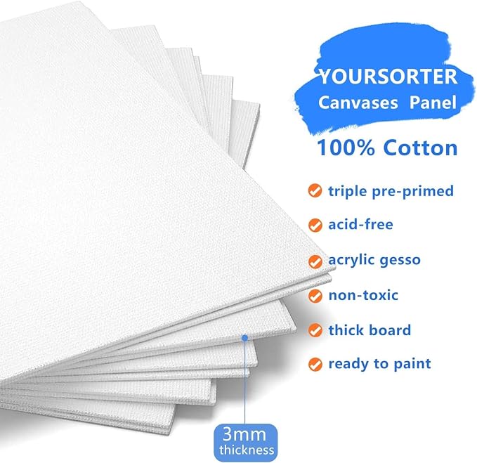 Canvases for Painting Bulk 28 Pack, 9 x 12 inch Blank Paint Canvas Boards | Primed Acid-Free 100% Cotton, Canvas Panels for Acrylic Oil Tempera Watercolor, Art Supplies for All Skill Level