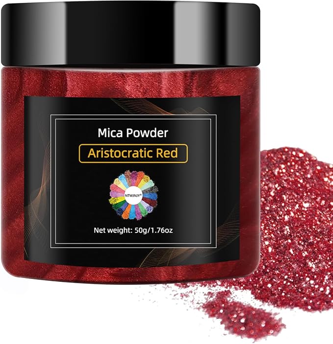 NTWJNJY Aristocratic Red Mica Powder,Natural Shimmer Mica Powder(50g/1.7oz) | for Epoxy Resin/Candle/Soap/Lip Gloss/Slime/Bath Bombs/Quicksand.Car paint pigments.Candle Dye,Soap Making Dye,Resin dye