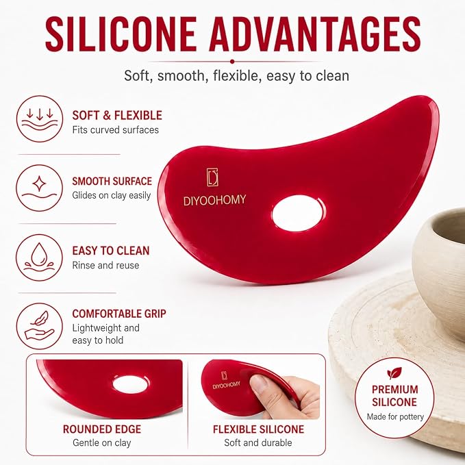 Diyoohomy 6pcs Soft Silicone Pottery Ribs for Ceramic, Mud and Clay Tools