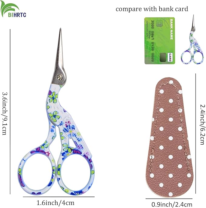 BIHRTC 3.6" Small Craft Scissors,Sharp Stainless Tip for Crochet | Stainless Steel Tip,Lightweight Design,for Cross Stitch,Knitting,Yarn Cutting,Threading,Crafting,Sewing,DIY