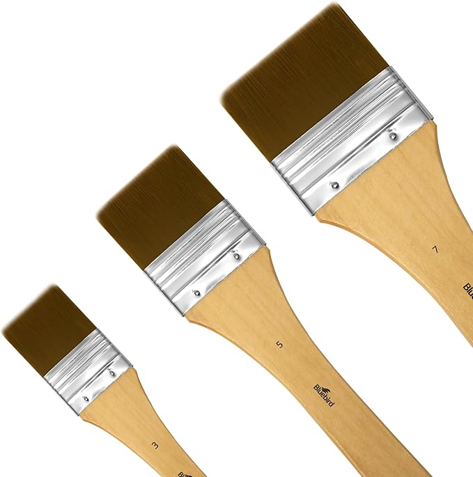 Bluebird Premium Gesso Brush Set of 3 - Professional Quality Brushes for Artists and Hobbyists DIY Project Kids Adults