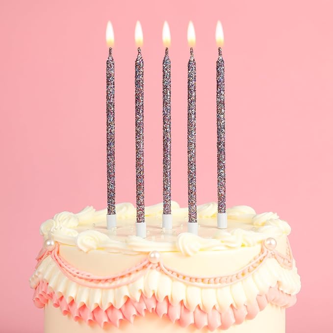 PHD CAKE Starry Sky Glitter Long Thin Metallic Birthday Candles, Cake Candles, Birthday Parties, Wedding Decorations, Party Candles