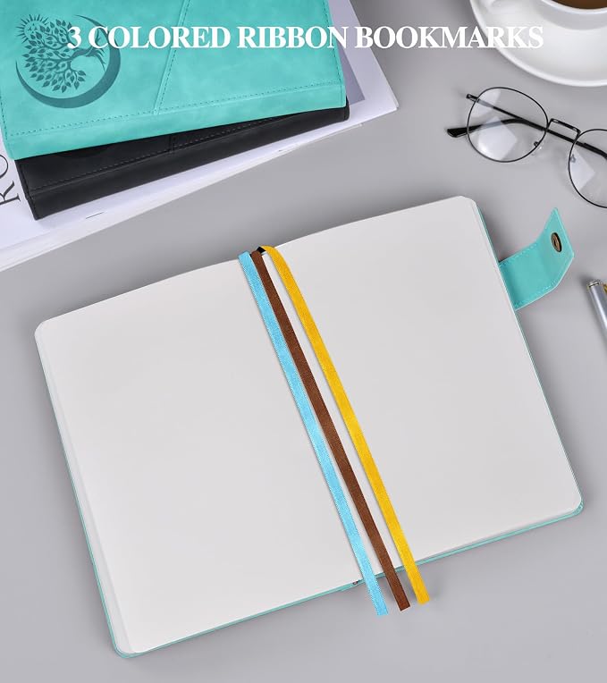 PAIBAS Blank Journal Notebook, A5 Hardcover Leather Sketchbook with 200 Pages Thick Blank Paper for Men Women, Unlined Drawing & Writing Journal, 5.9" x 8.4" Plain Notebook (blue)