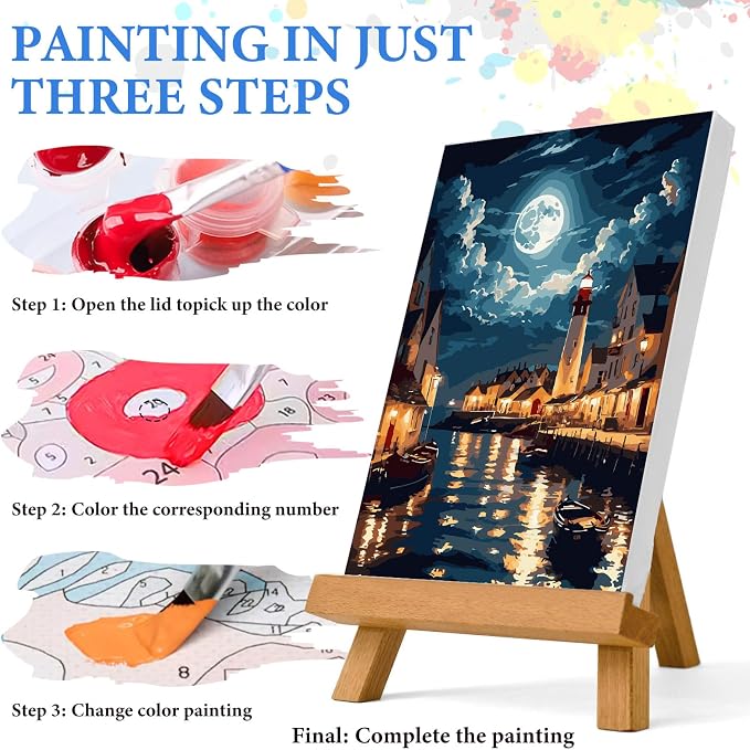 PRASIO Paint by Numbers Kit for Adults Beginner, Landscape Adult Paint by Number Kits on Canvas, DIY Acrylic Watercolor Oil Paint by Number for Adults for Home Decor Gift 16x20 Inch