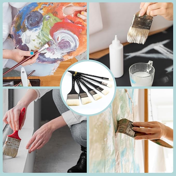 EORTA Flat Art Paint Brushes Set Assorted Size Nylon Painting Brushes