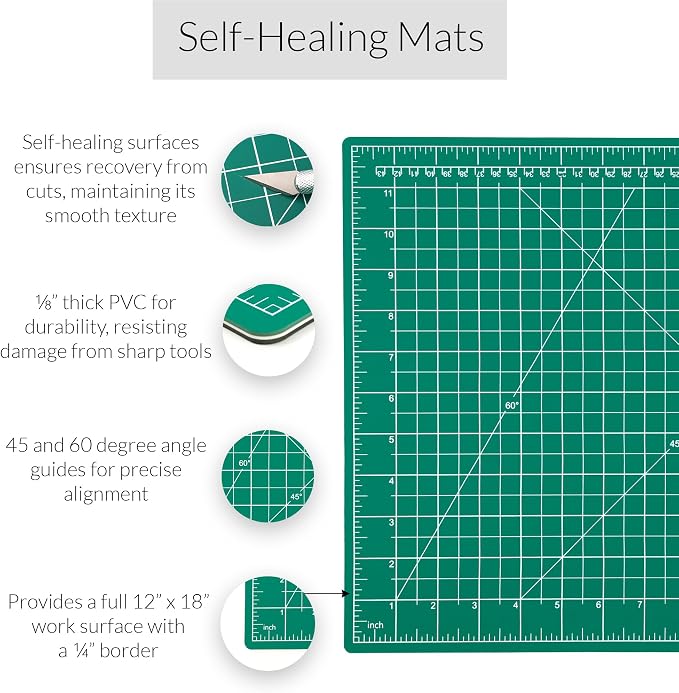WA Portman Fabric Cutting Mat with Craft Knife & Straight Edge Craft Ruler
