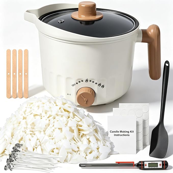 AOTOIE Candle Making Kit with Wax Melter, Soy Wax for Candle Making, DIY Candle Making Supplies, Starter Candle Kit for Women Adult Beginner, Included 1.1IB Natural Soy Wax with Wicks