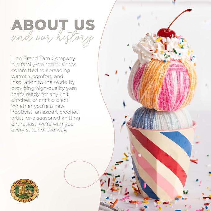 Lion Brand Yarn, Ice Cream Crochet Yarn, Tutti Frutti, Multicolor, 3 Pack