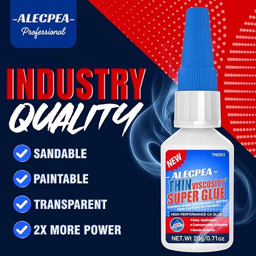 ALECPEA Thin CA Glue 20g, Cyanoacrylate Super Glue with 3 Droppers