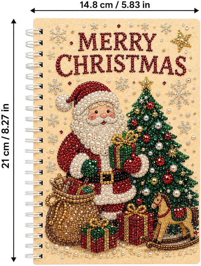 100 Pages DIY Christmas Pearl Diamond Art Painting Notebook，Style I