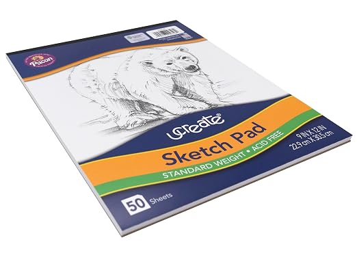 UCreate Sketch Pad,Standard Weight,9" x 12",50 Sheets,(Pack of 12)