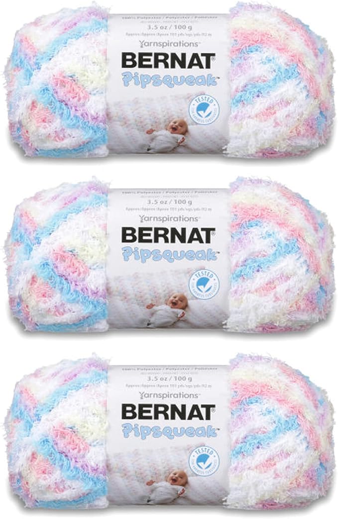 Bernat Pipsqueak Baby Yarn for Crocheting Soft, Sittin Pretty, 3-Pack