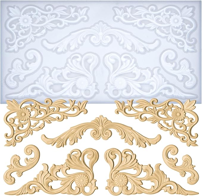 Art Molds Rococo Embellishment for Polyclay Air Dry Clay Plaster | Versatile Use for Fondant Cake Decorating, Epoxy Resin, Polymer Clay Crafts